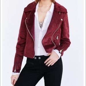 Faux suede Maroon Moto/Biker jacket